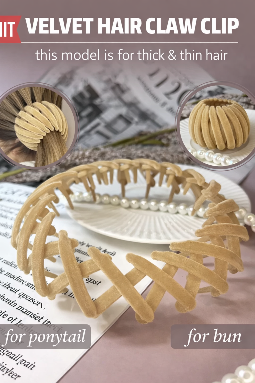 VelvetNest™ Lazy Hair Clutch "Get the Perfect Bun in Seconds – No Pins, No Hassle"